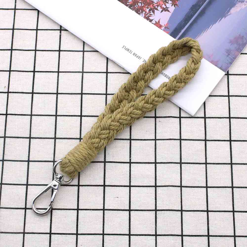 Assorted 4-Piece Macrame Keychain Khaki One Size