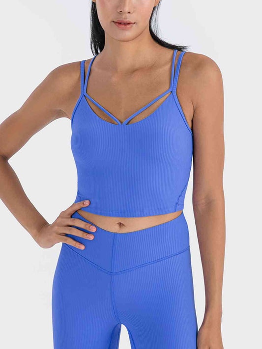 Double Strap Ribbed Sports Cami Royal Blue