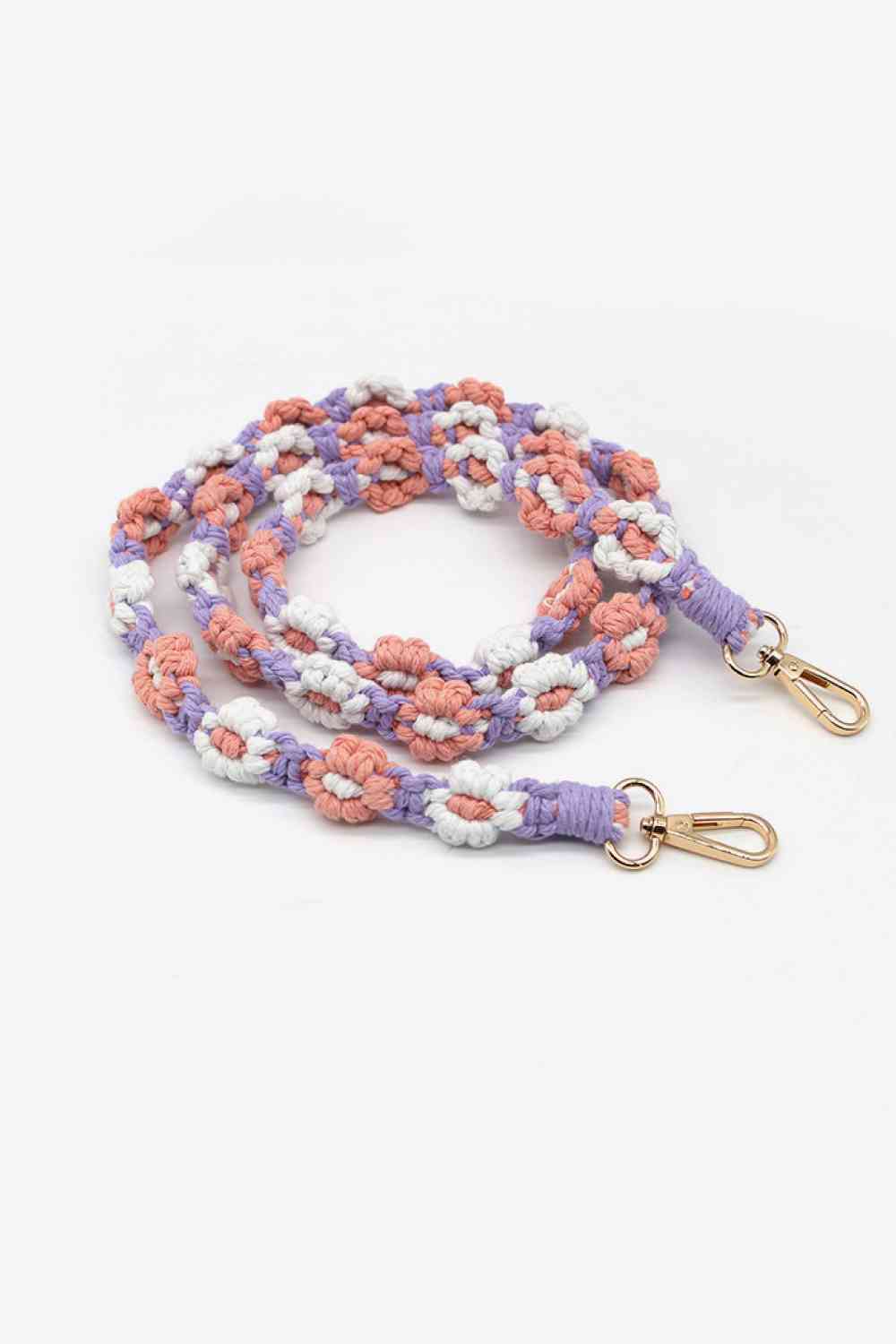 Macrame Flower Lanyard Pink/Purple One Size