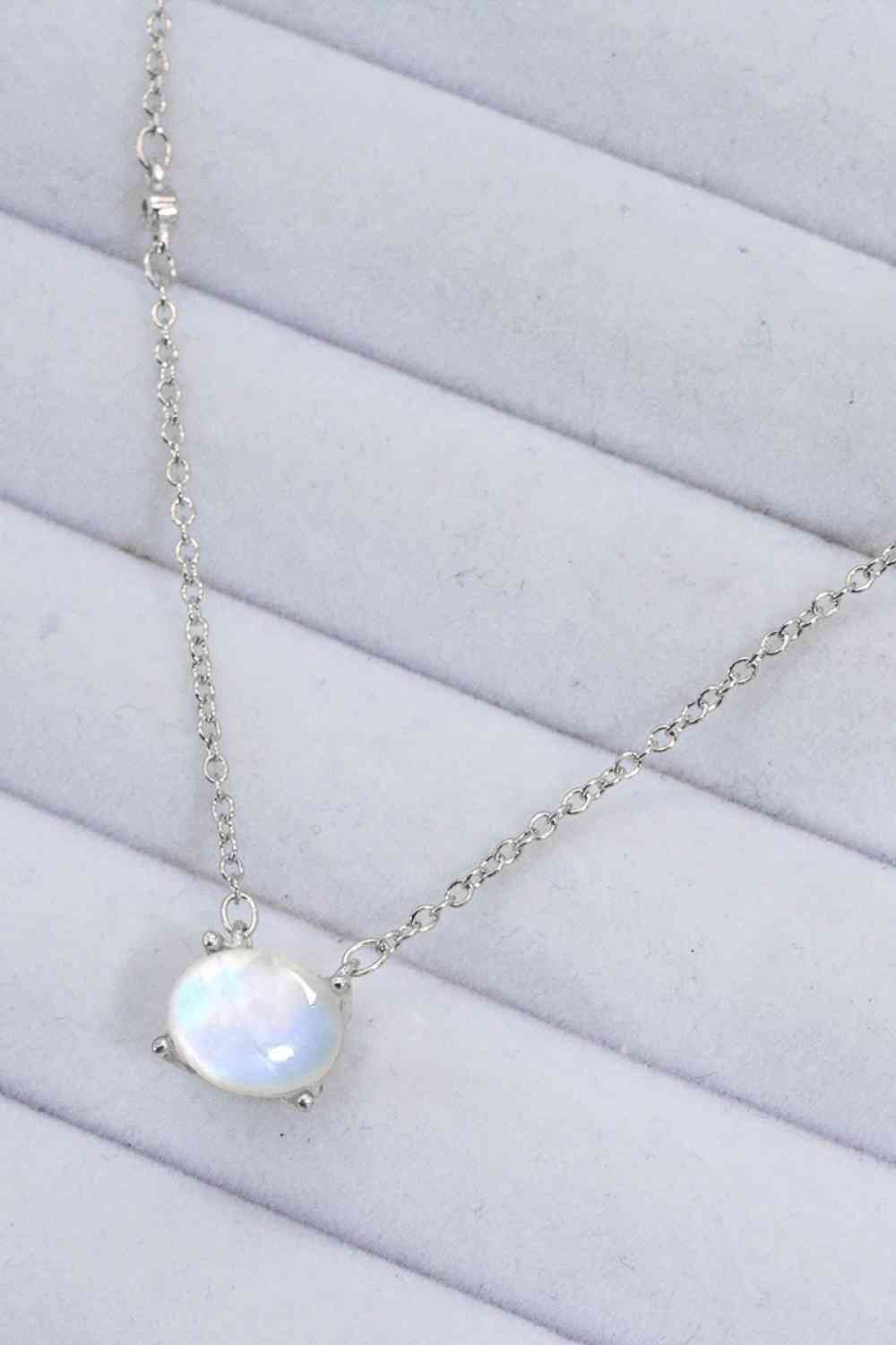 Geometric Moonstone Pendant Necklace Silver One Size