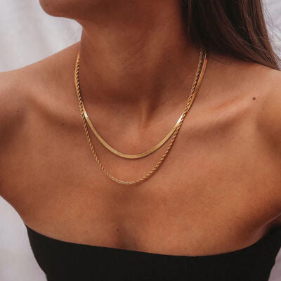 18K Gold-Plated Double-Layered Necklace Gold One Size