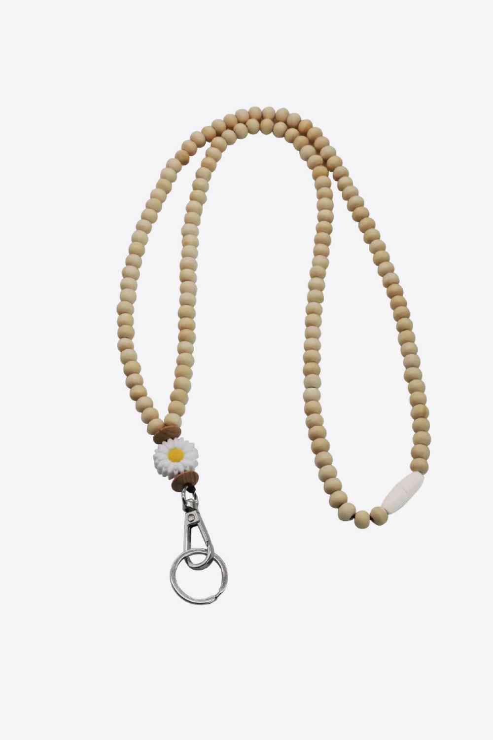 Assorted 4-Piece Beaded Lanyard White/Wooden Beads One Size