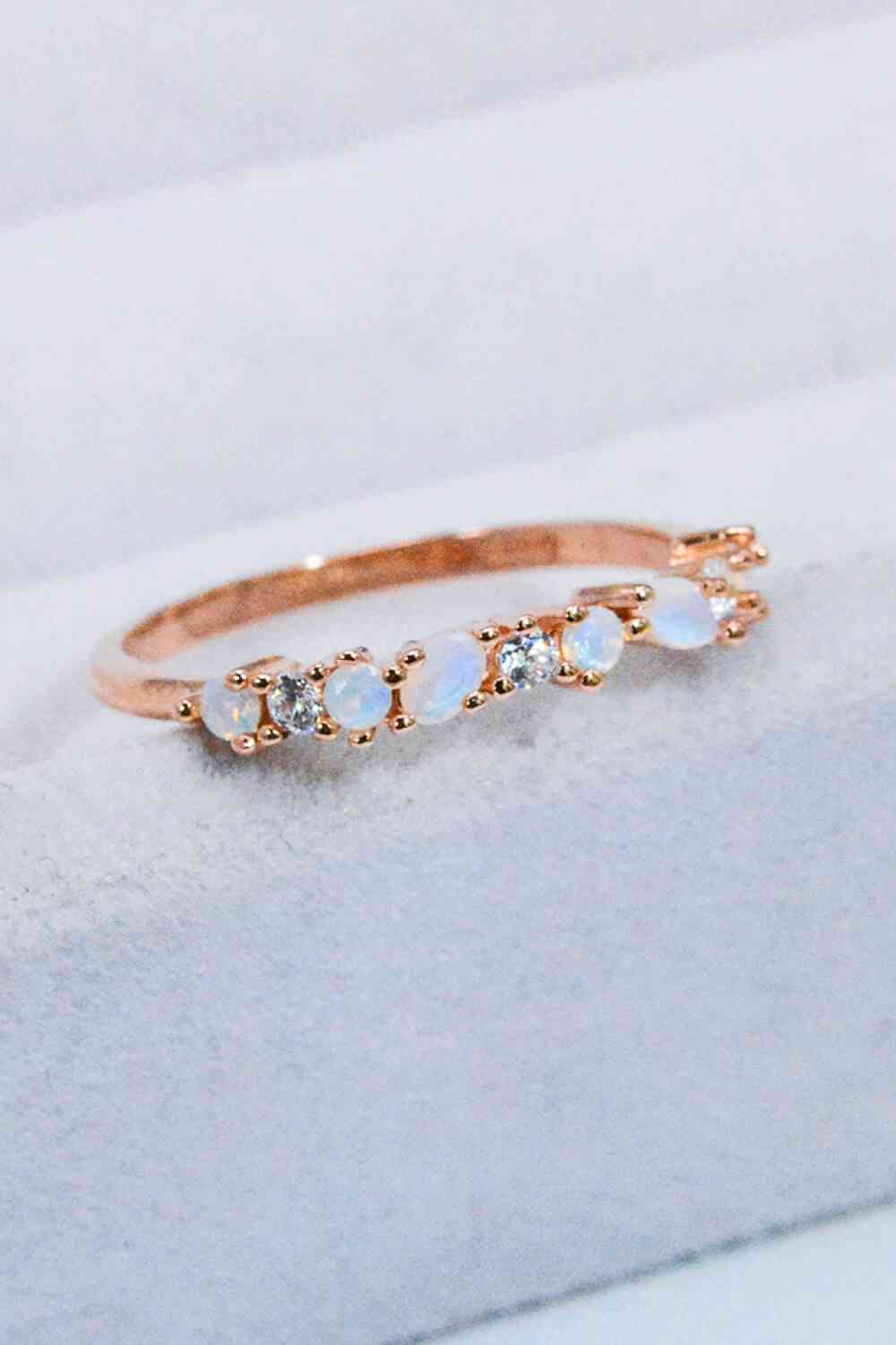 Moonstone and Zircon Decor Ring Moonstone/Rose Gold