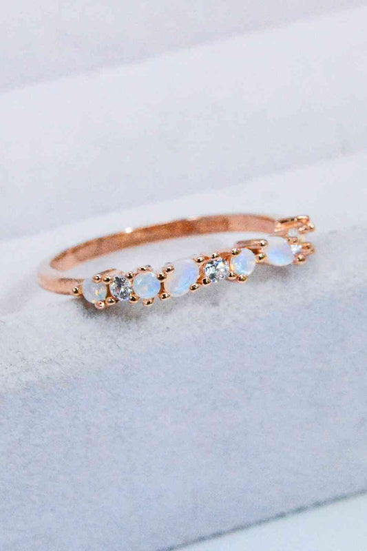 Moonstone and Zircon Decor Ring Moonstone/Rose Gold