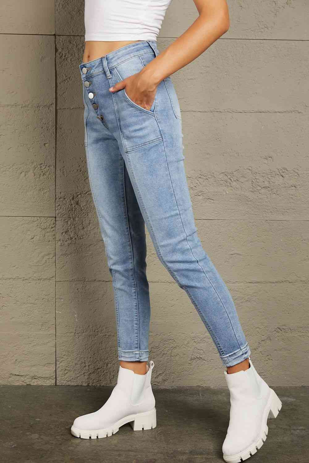 Baeful Button Fly Center Seam High Rise Jeans