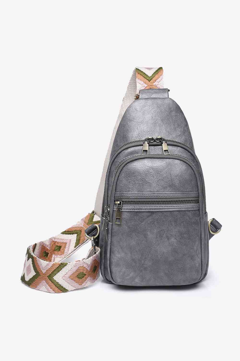 Adored It's Your Time PU Leather Sling Bag Mid Gray One Size
