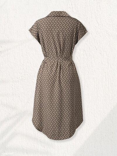 Tied Printed Johnny Collar Dress