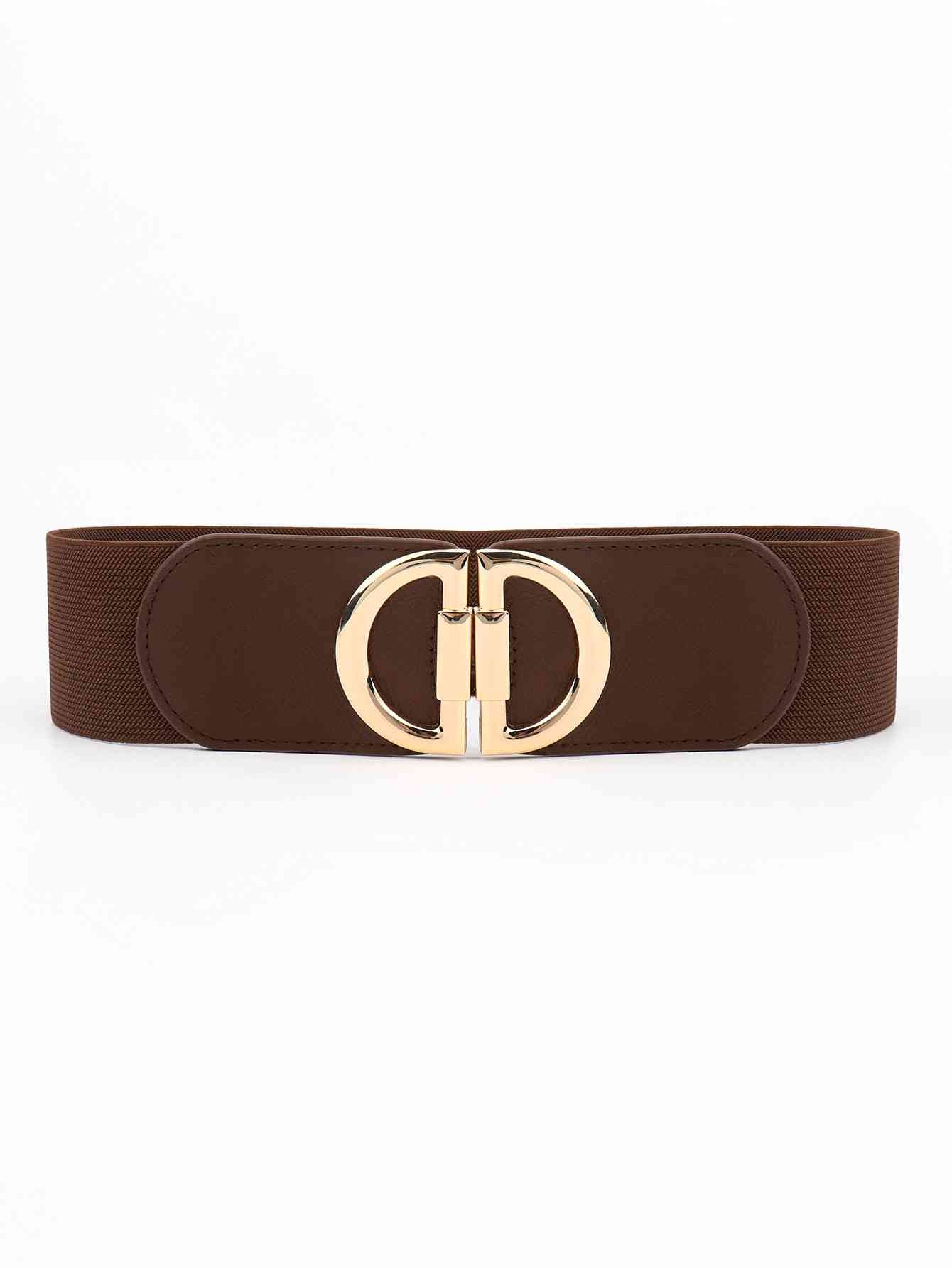 D Buckle Elastic Belt Chestnut One Size