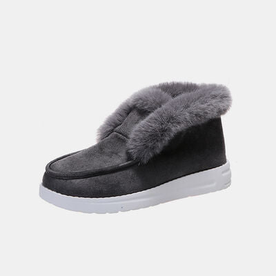 Furry Suede Snow Boots Charcoal