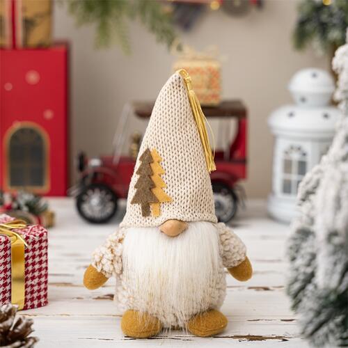 Christmas Pointed Hat Faceless Doll Ornament Beige One Size