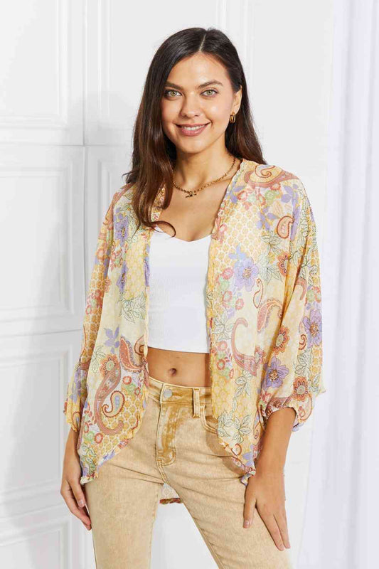 Culture Code Full Size Lasting Love Paisley Kimono Pastel Yellow