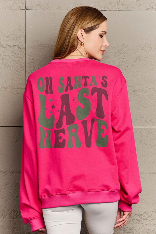 Simply Love Full Size Letter Graphic Long Sleeve Sweatshirt Deep Rose