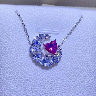 1 Carat Moissanite 925 Sterling Silver Heart Necklace Silver One Size