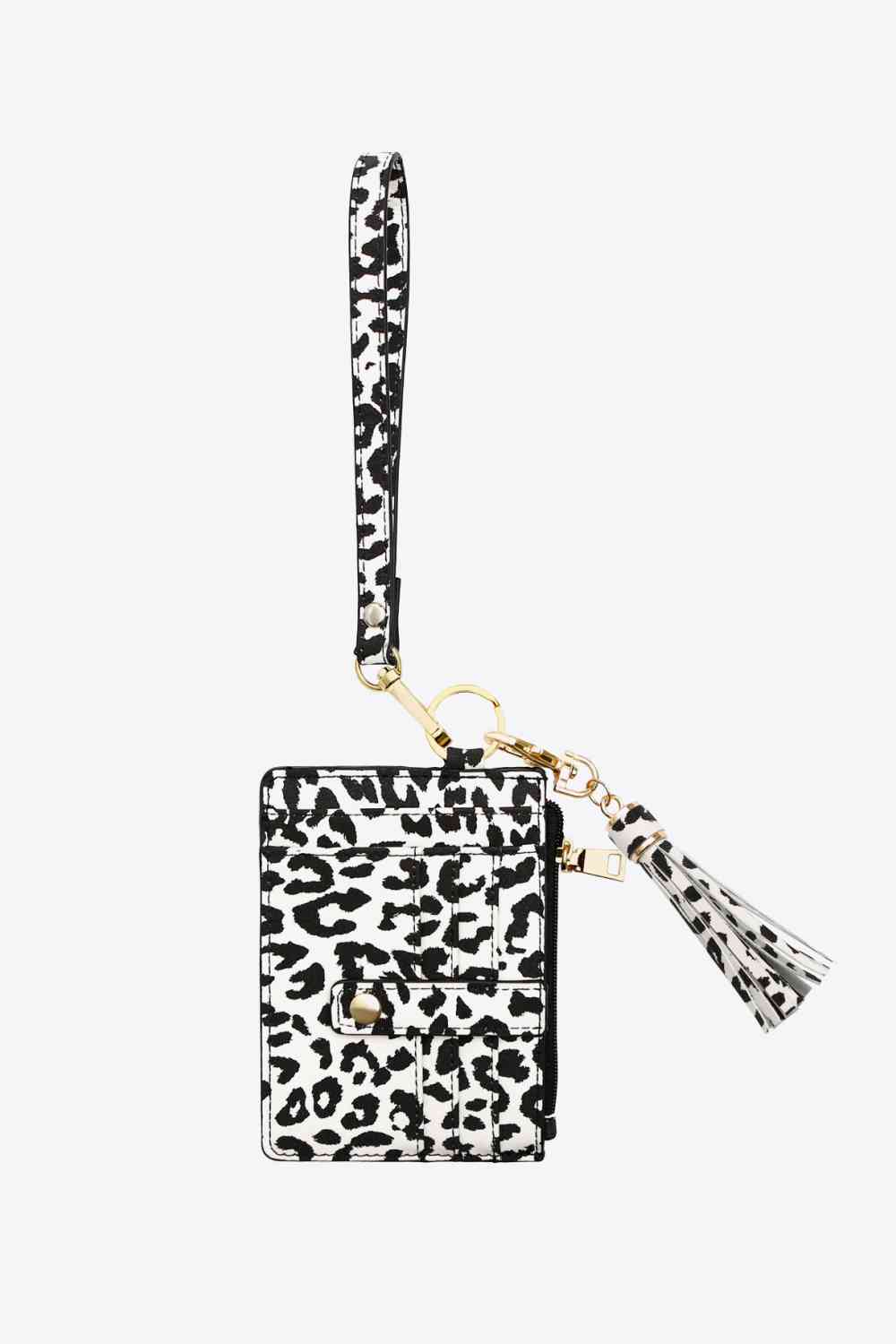 Printed Tassel Keychain with Wallet White One Size