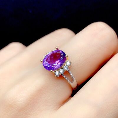 Silver-Plated Artificial Gemstone Ring Silver One Size