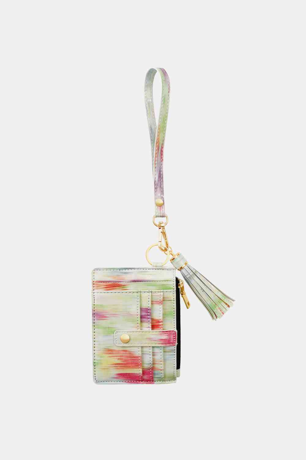 Printed Tassel Keychain with Wallet Light Green One Size