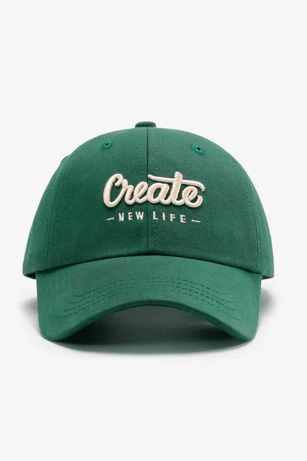 CREATE NEW LIFE Adjustable Cotton Baseball Cap Green One Size