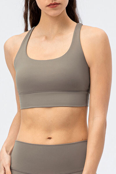 Crisscross Square Neck Active Tank Mocha