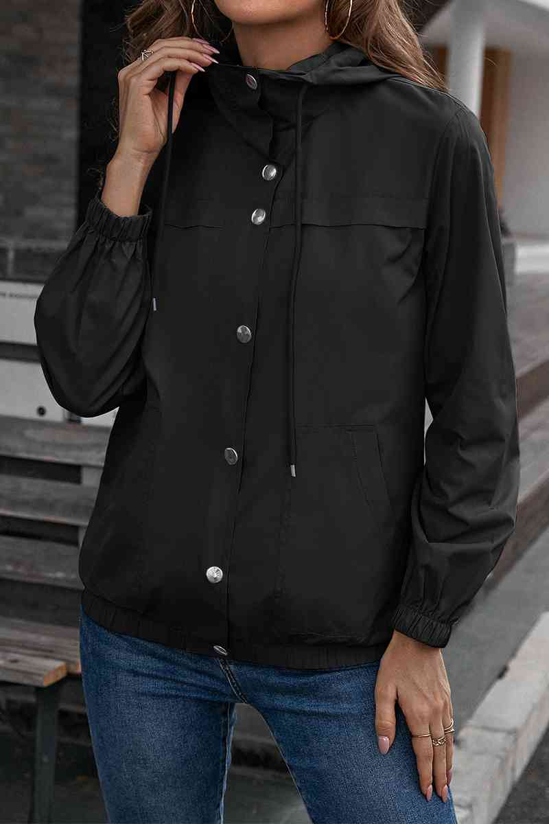 Button-Down Long Sleeve Sports Jacket Black