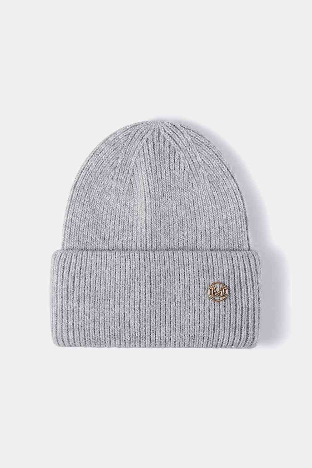 M Rib-Knit Cuff Beanie Gray One Size