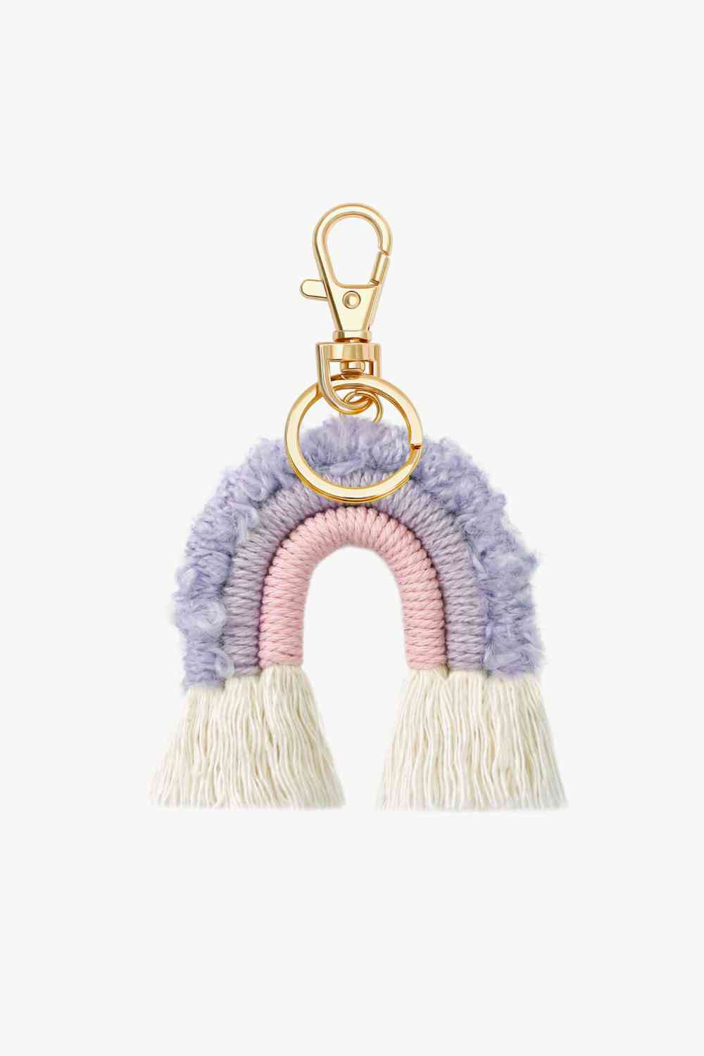 Fringe Trim Rainbow Key Chain Lavender One Size