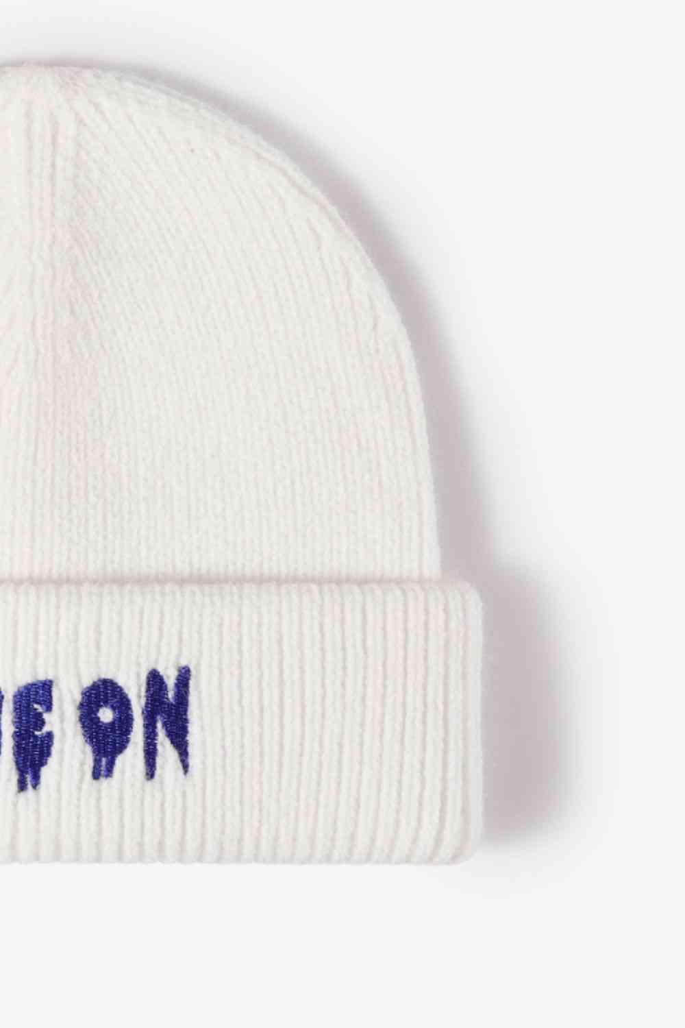 COME ON Embroidered Cuff Knit Beanie