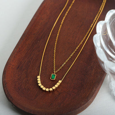 18K Gold-Plated Double-Layered Necklace Gold One Size