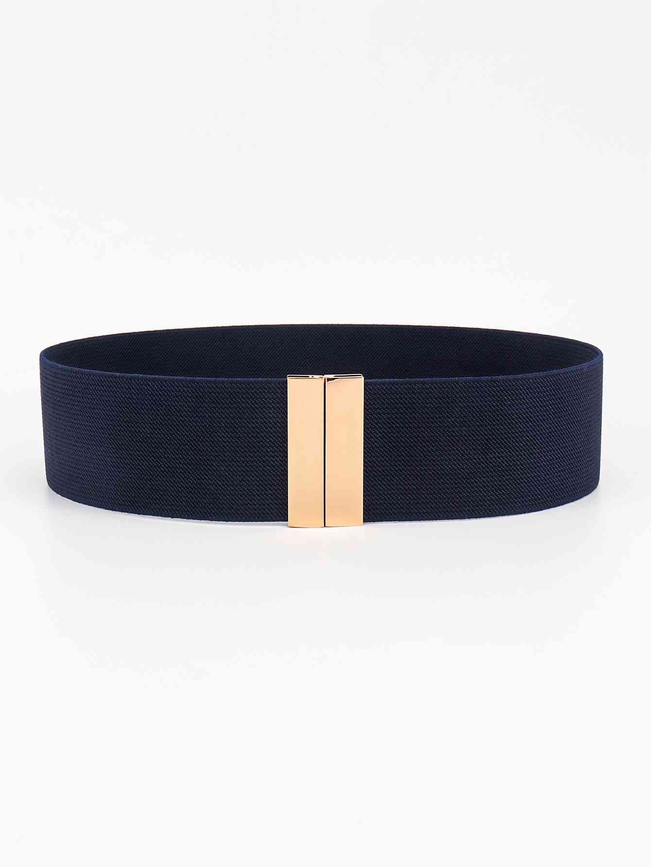 Alloy Buckle Elastic Belt Dark Navy One Size