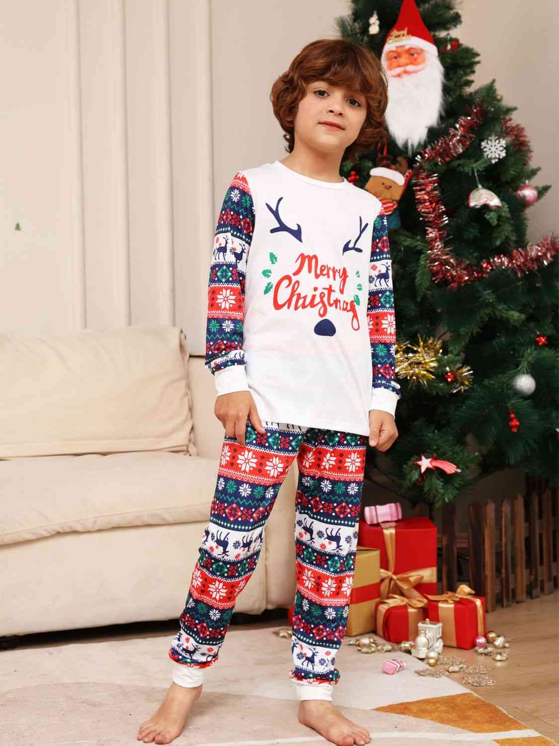 MERRY CHRISTMAS Top and Pants Set White