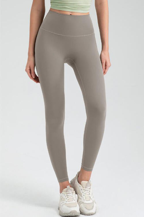 Wide Waistband High Waist Sport Leggings Khaki