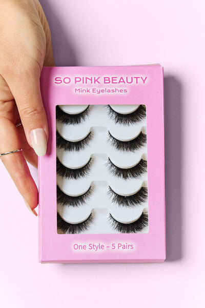 SO PINK BEAUTY Mink Eyelashes 5 Pairs Date Night One Size