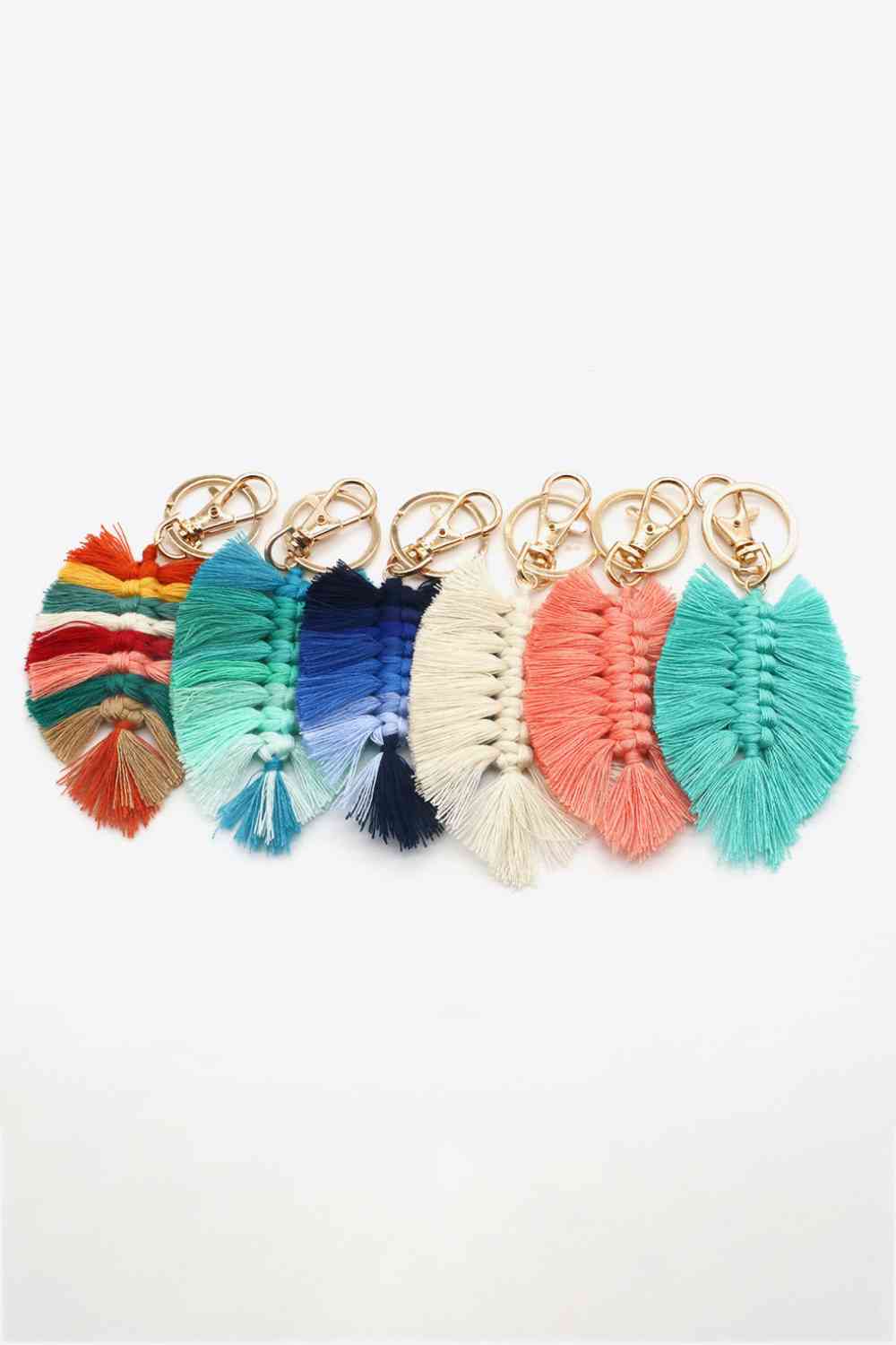 Assorted 4-Pack Leaf Shape Fringe Keychain