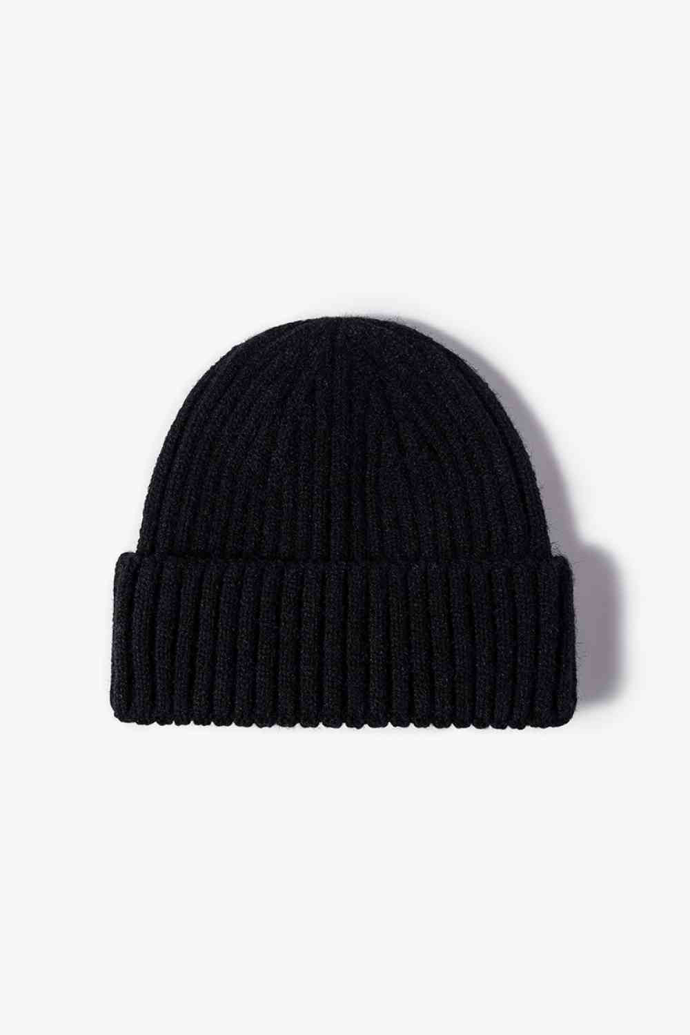 Rib-Knit Cuff Beanie Black One Size