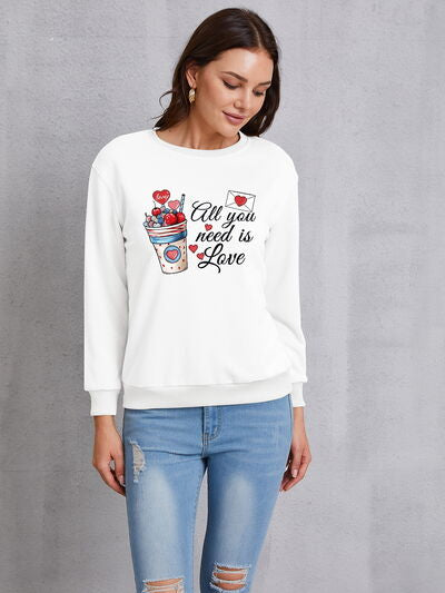 ALL YOU NEED IS LOVE Round Neck Sweatshirt White