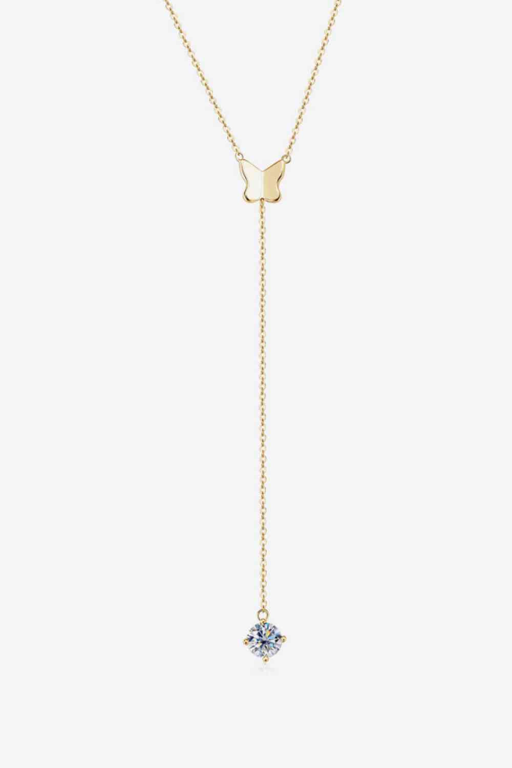 1 Carat Moissanite 925 Sterling Silver Necklace Gold One Size