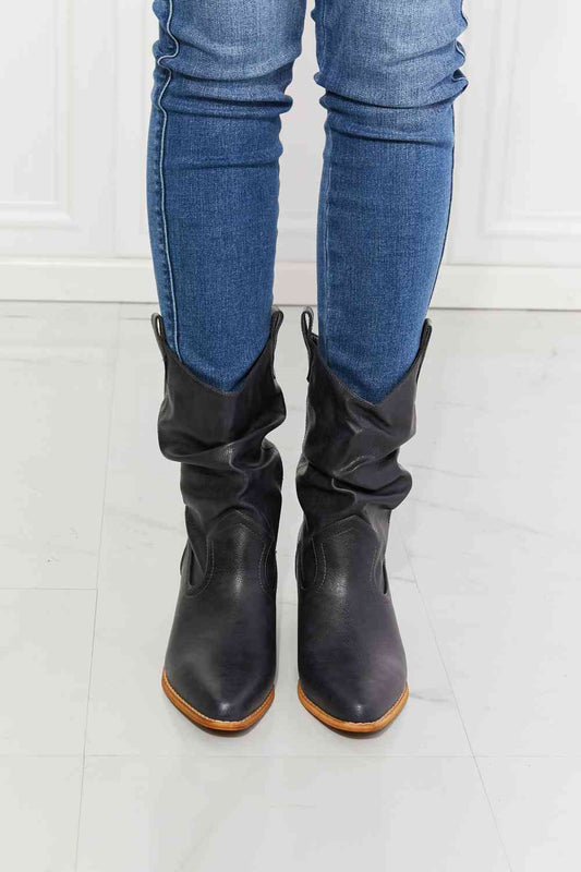 MMShoes Better in Texas Scrunch Cowboy Boots in Navy Navy