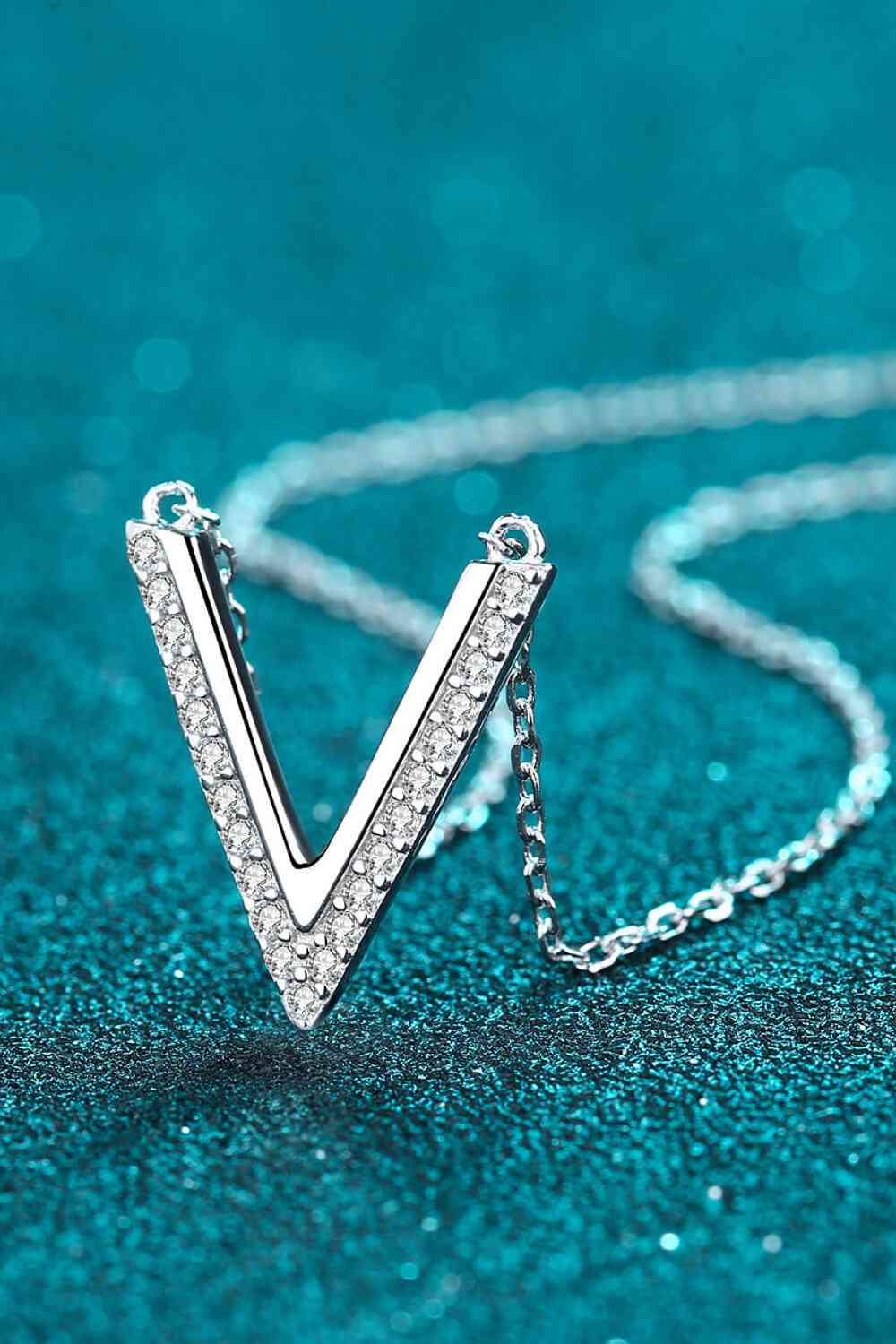 Adored Sterling Silver V Letter Pendant Necklace