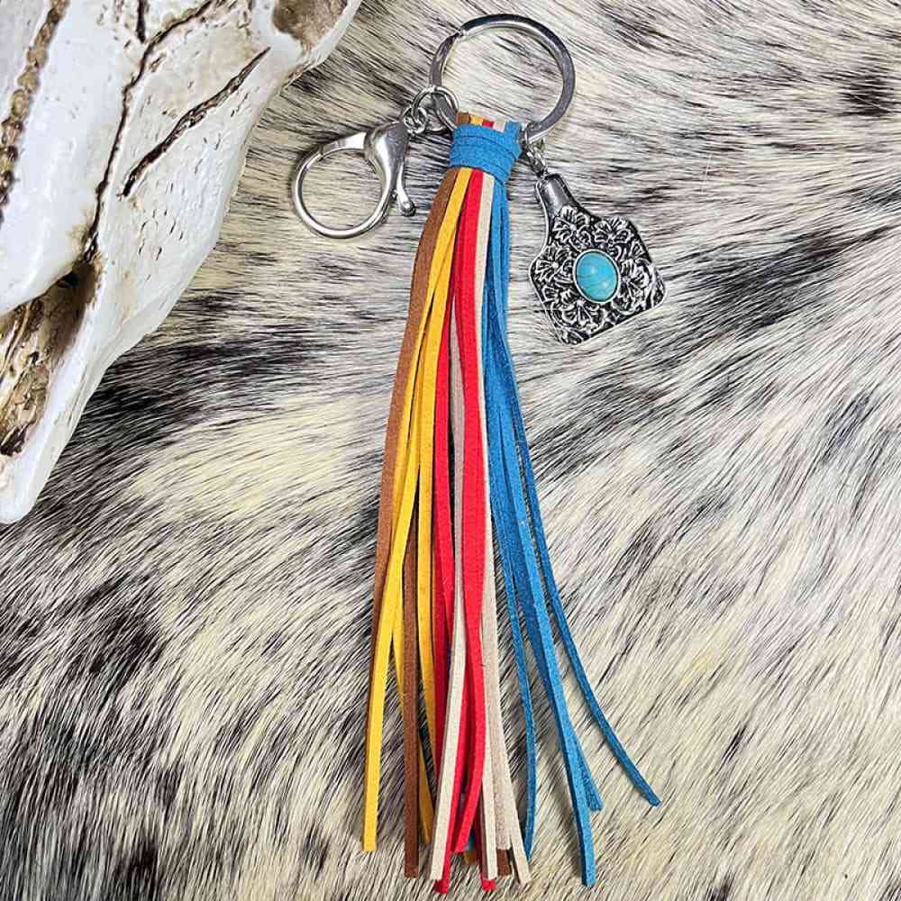 Turquoise Keychain with Tassel Style B One Size