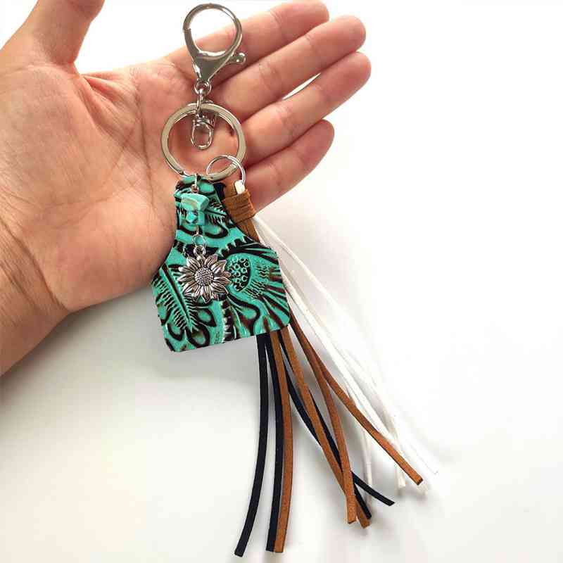 Turquoise Fringe Detail Key Chain Style G One Size