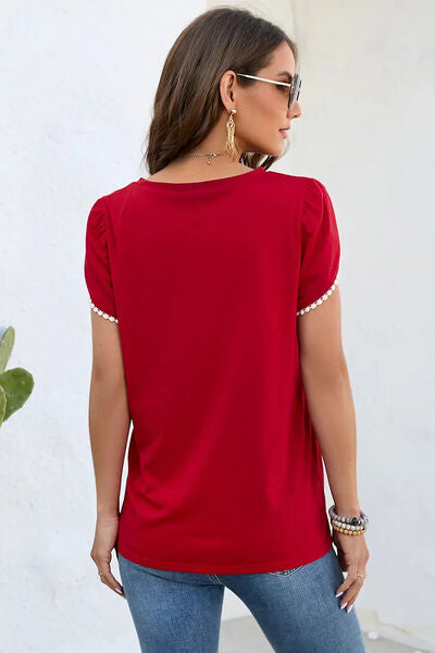 Round Neck Petal Sleeve T-Shirt