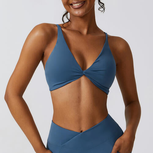 Spaghetti Strap Sport Bra Peacock Blue