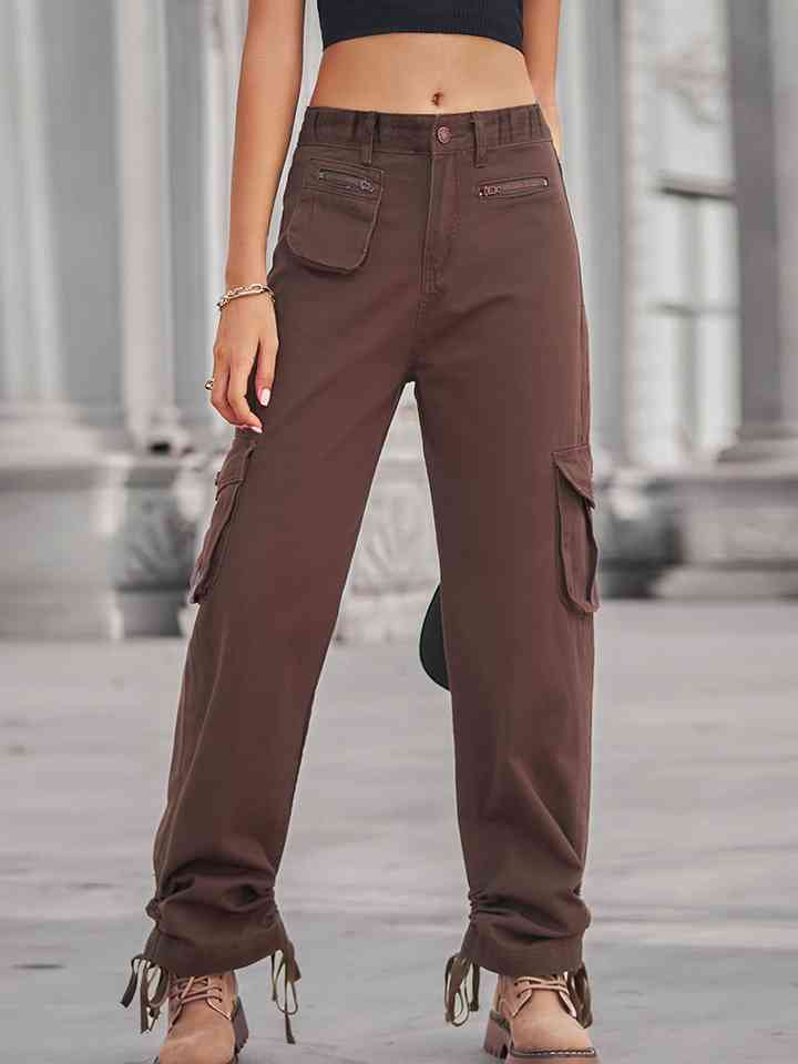 Drawstring Cargo Jeans Caramel