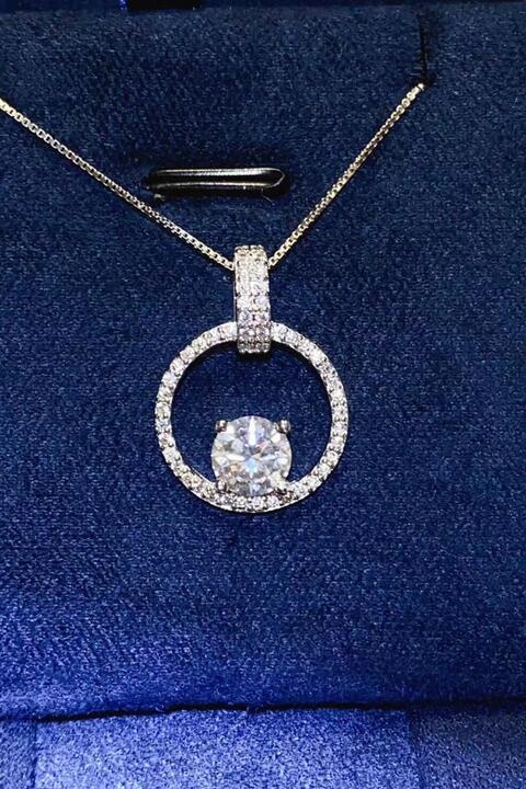 1 Carat Moissanite 925 Sterling Silver Necklace Silver One Size
