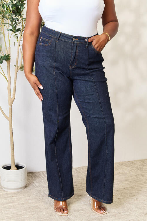 Judy Blue Full Size High Waist Wide Leg Jeans Dark