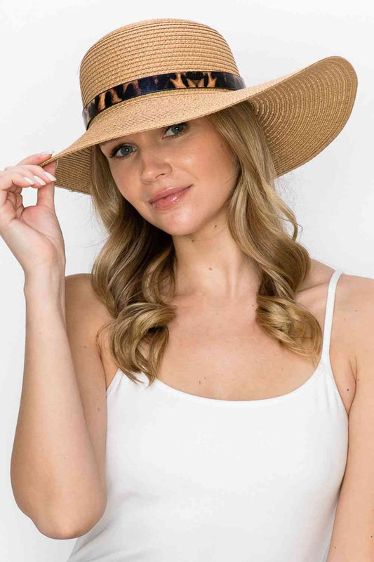 Justin Taylor Printed Belt Sunhat in Beige Beige One Size