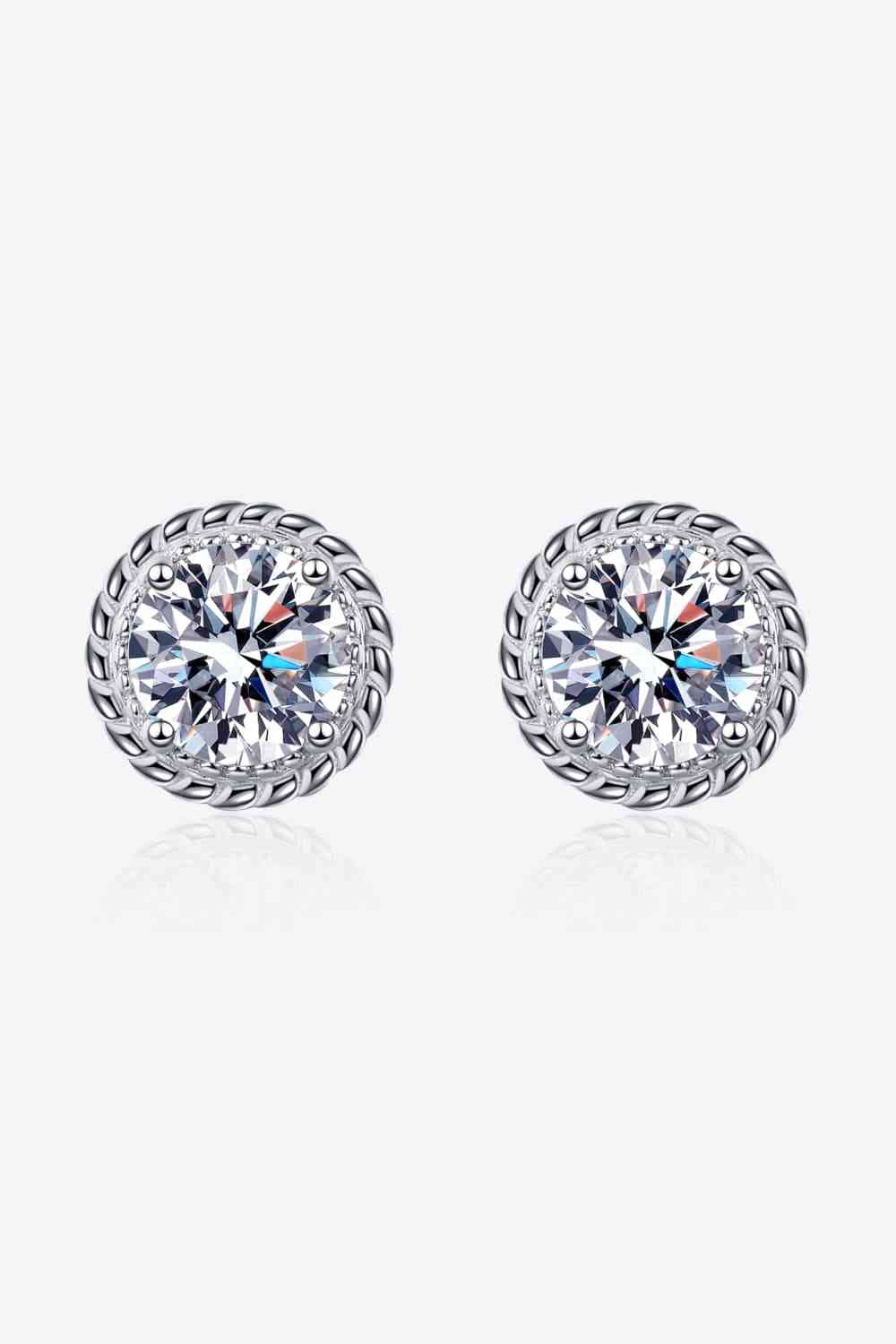 2 Carat Moissanite 925 Sterling Silver Stud Earrings Silver One Size