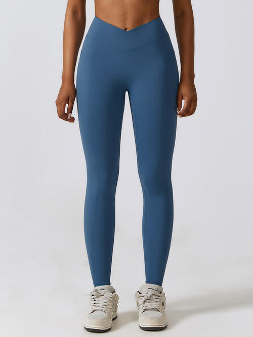 Wide Waistband Active Leggings Peacock Blue