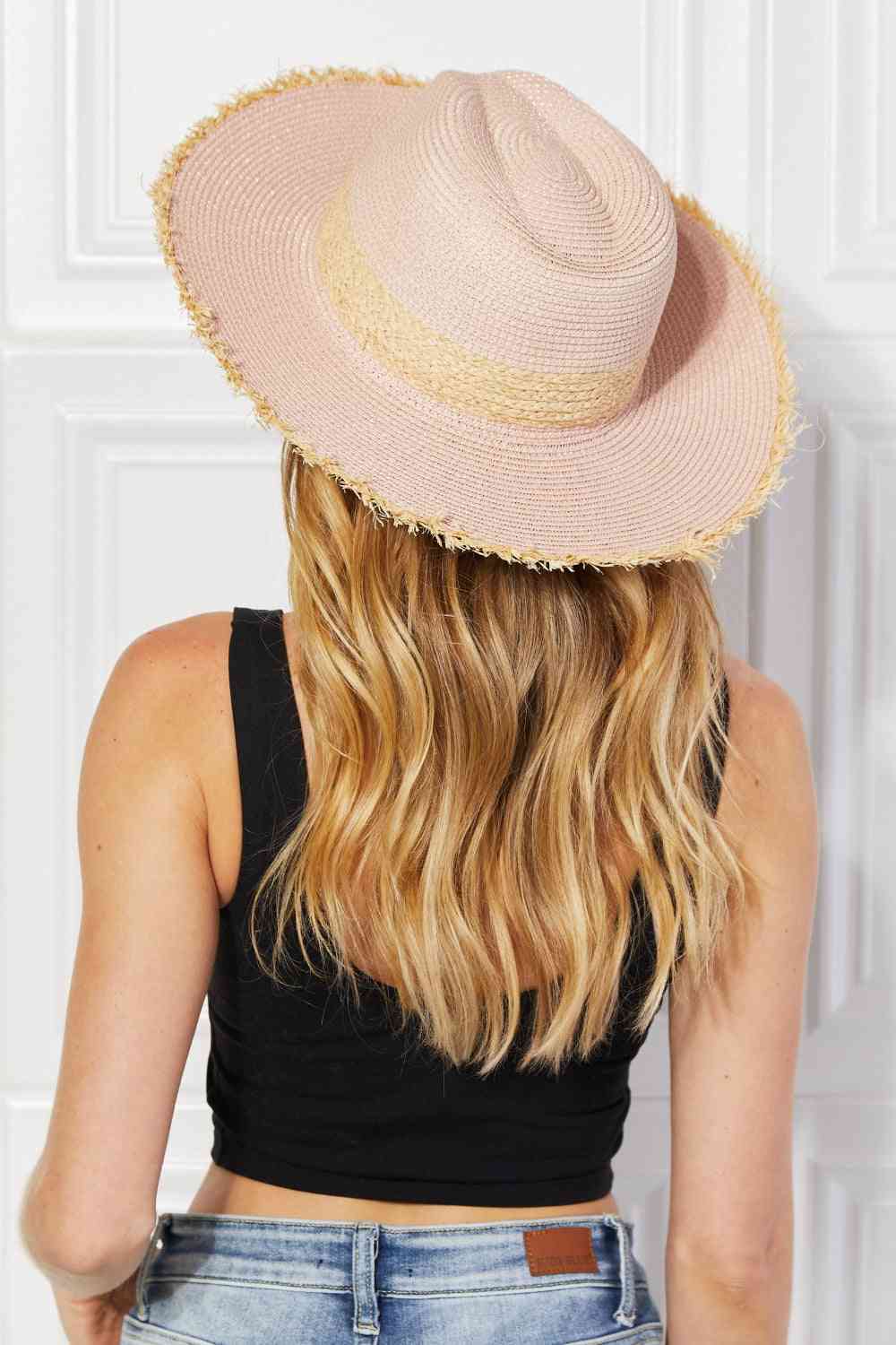 Justin Taylor Poolside Baby Straw Fedora Hat in Pale Blush Pale Blush One Size