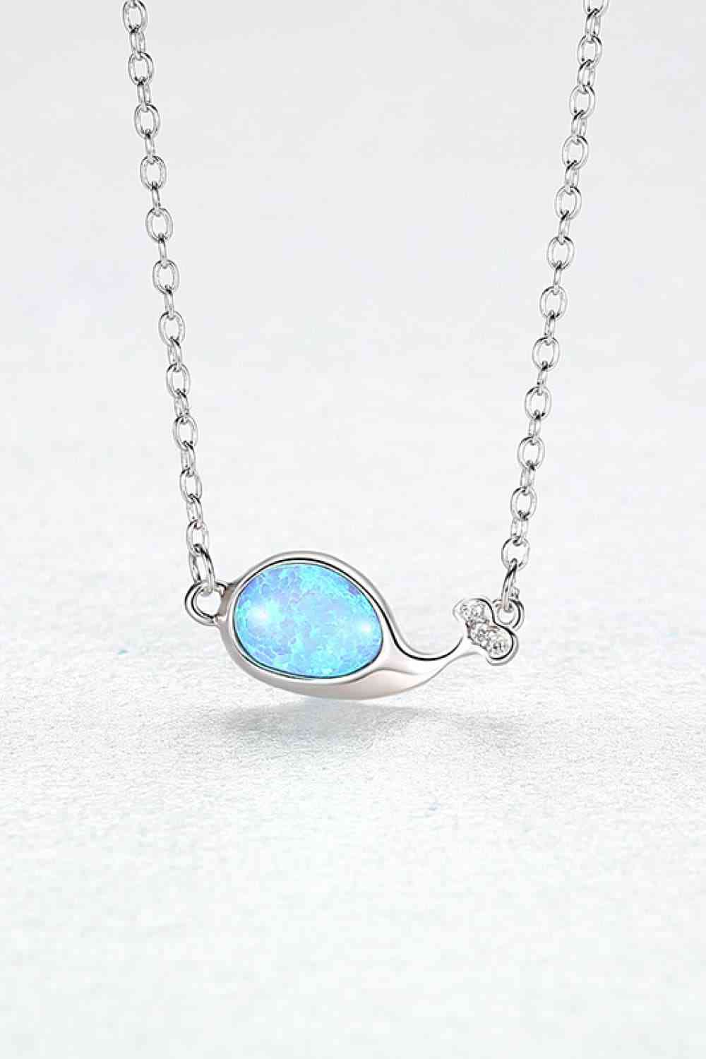 Opal Dolphin 925 Sterling Silver Necklace Pastel Blue One Size