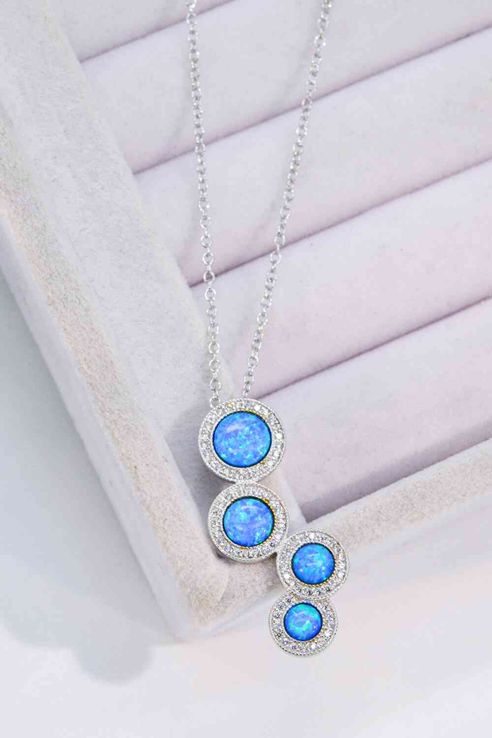 Opal Round Pendant Chain-Link Necklace